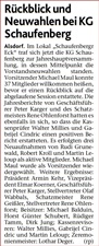 Rckblick und Neuwahlen bei KG Schaufenberg